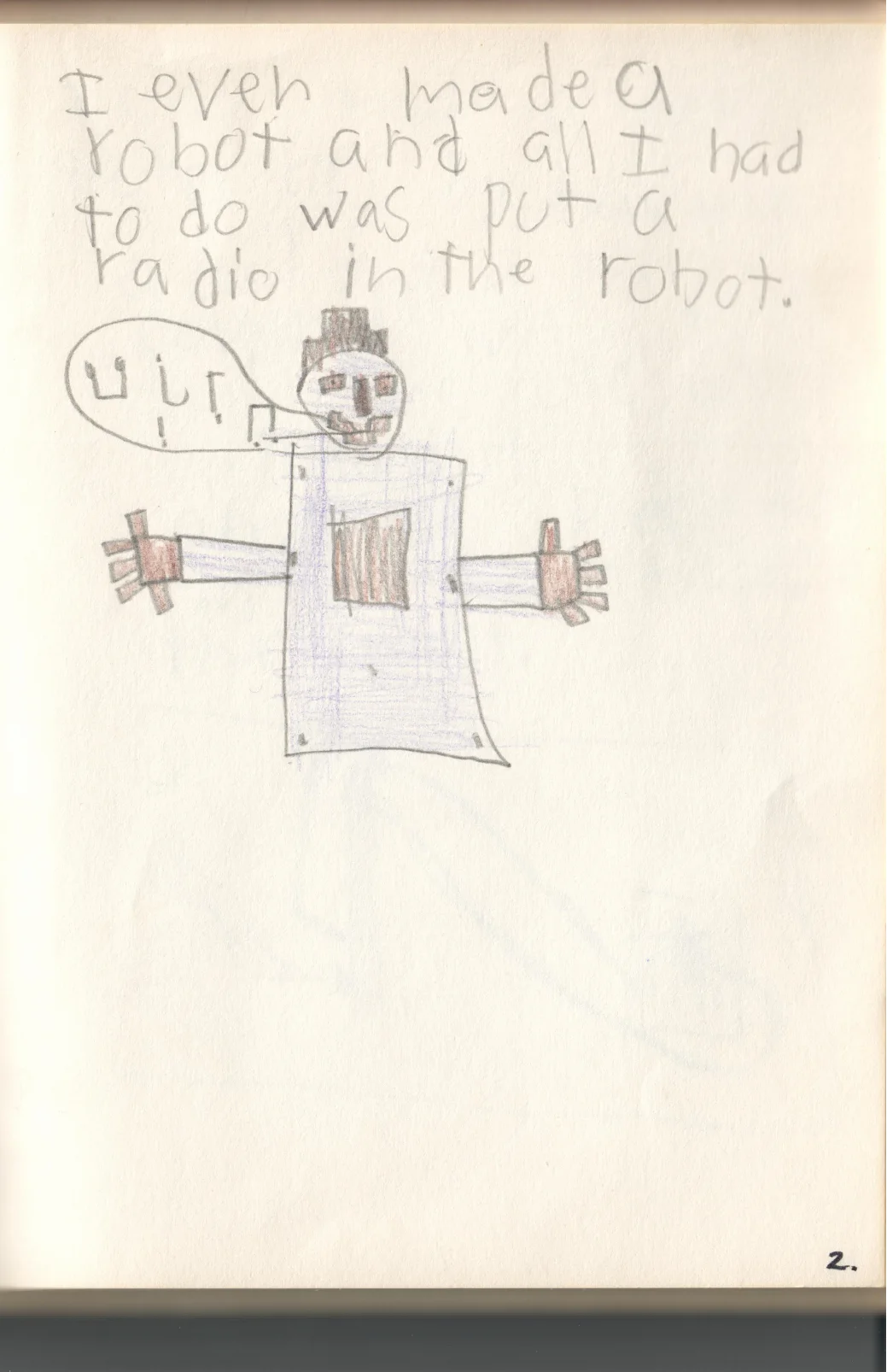 The talking robot, as drawn in the 2nd-grade book