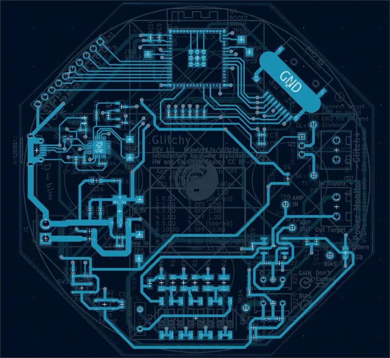 Glitchy PCB — copper trace routing